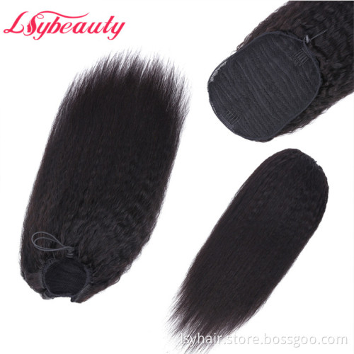 Lsy Natural Kinky Straight Drawstring Ponytail 100% Brazilian Virgin Human Hair Extension Ponytail For Black Women